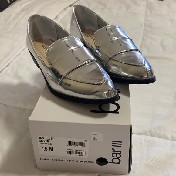 Bar III Patent Silver Loafers - Picture 3 of 7